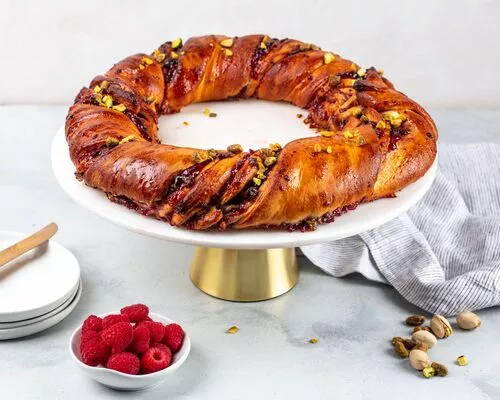 Raspberry Pistachio Babka